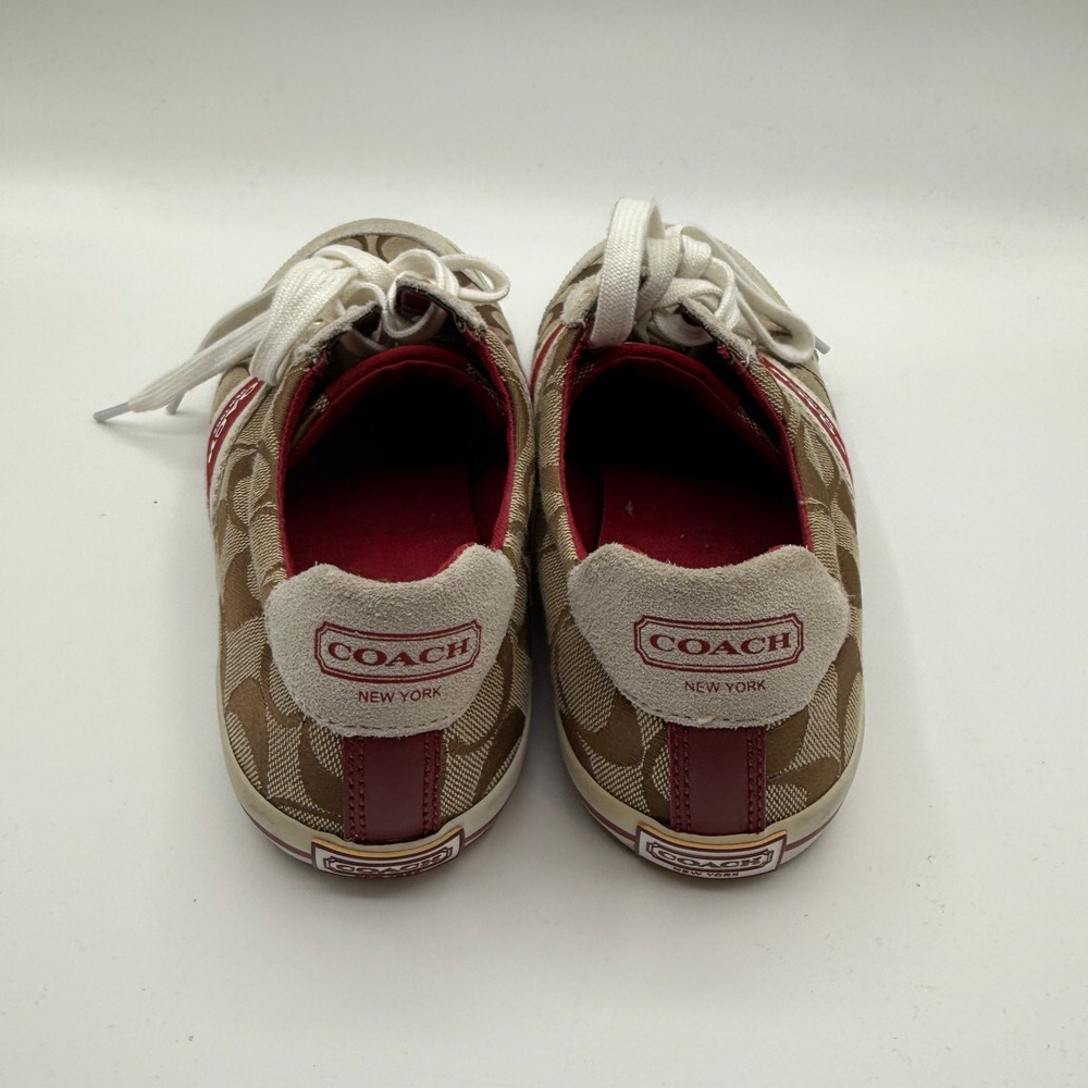 Coach Mila Sneakers Women 9 Brown Signature C Jacquard Suede Low Top Casual Y2K - Picture 4 of 10